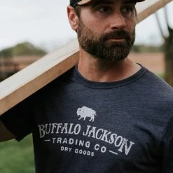 Buffalo Jackson Trading Co. Apparel Graphic Logo Tee | Heather Navy