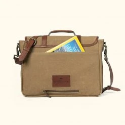 Buffalo Jackson Trading Co. Dakota Reserve Waxed Canvas Leather Messenger Bag | Field Khaki