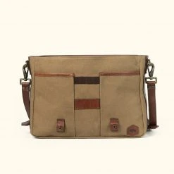 Buffalo Jackson Trading Co. Dakota Reserve Waxed Canvas Leather Messenger Bag | Field Khaki