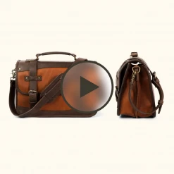 Buffalo Jackson Trading Co. Denver Leather Belted Briefcase | Autumn Brown & Dark Briar Leather Briefcases