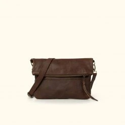 Buffalo Jackson Trading Co. Madison Leather Crossbody Foldover Clutch | Dark Hazelnut