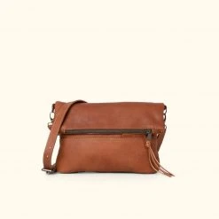 Buffalo Jackson Trading Co. Madison Leather Crossbody Foldover Clutch | Saddle Tan