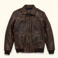 Buffalo Jackson Trading Co. Ranger Leather Bomber Jacket | Distressed Brown