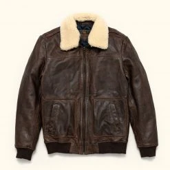 Buffalo Jackson Trading Co. Leather Jackets Maverick Leather Bomber Jacket | Distressed Brown
