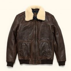 Buffalo Jackson Trading Co. Ranger Leather Bomber Jacket | Distressed Brown