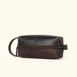 Buffalo Jackson Trading Co. Roosevelt Buffalo Leather Dopp Kit | Dark Oak Dopp Kits & Toiletry Kits