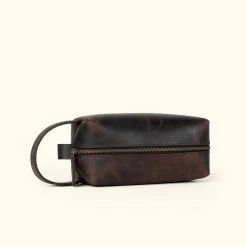 Buffalo Jackson Trading Co. Roosevelt Buffalo Leather Dopp Kit | Dark Oak Dopp Kits & Toiletry Kits