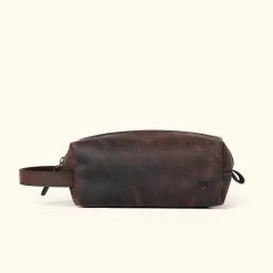 Buffalo Jackson Trading Co. Roosevelt Buffalo Leather Dopp Kit | Dark Oak Dopp Kits & Toiletry Kits
