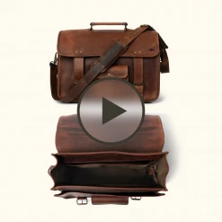Buffalo Jackson Trading Co. Roosevelt Buffalo Leather Briefcase Bag | Dark Oak Best Sellers