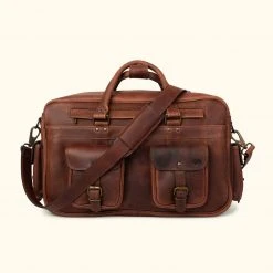 Buffalo Jackson Trading Co. Best Sellers Roosevelt Buffalo Leather Pilot Bag - Large | Dark Oak