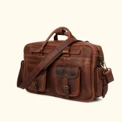 Buffalo Jackson Trading Co. Best Sellers Roosevelt Buffalo Leather Pilot Bag - Large | Dark Oak