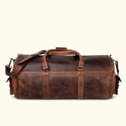 Buffalo Jackson Trading Co. Roosevelt Buffalo Leather Travel Duffle Bag | Dark Oak