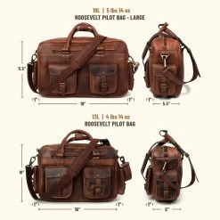 Buffalo Jackson Trading Co. Best Sellers Roosevelt Buffalo Leather Pilot Bag - Large | Dark Oak