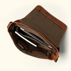 Buffalo Jackson Trading Co. Roosevelt Buffalo Leather Satchel Messenger Bag | Amber Brown New