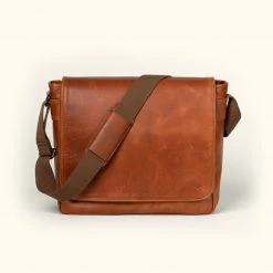 Buffalo Jackson Trading Co. Roosevelt Buffalo Leather Satchel Messenger Bag | Amber Brown New