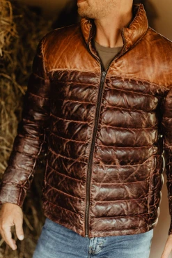 Buffalo Jackson Trading Co. Bridger Leather Down Jacket | Tan & Brown