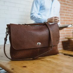 Buffalo Jackson Trading Co. Leather Messenger Bags Ryder Reserve Bison Leather Laptop Messenger Bag | Brown