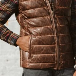 Buffalo Jackson Trading Co. Leather Jackets Bridger Leather Down Vest | Dark Brown 23 Buffalo Jackson Trading Co. Leather Jackets Bridger Leather Down Vest | Dark Brown
