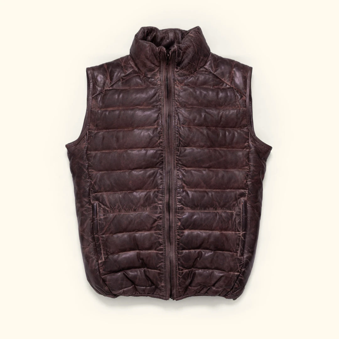 Buffalo Jackson Trading Co. Leather Jackets Bridger Leather Down Vest | Dark Brown 7 Buffalo Jackson Trading Co. Leather Jackets Bridger Leather Down Vest | Dark Brown