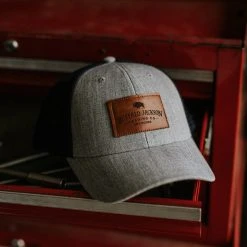 Buffalo Jackson Trading Co. Trucker Leather Patch Hat | Heather Gray And Navy