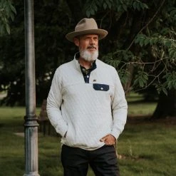 Buffalo Jackson Trading Co. Apparel Cannon Quilted Pullover | Ecru Heather