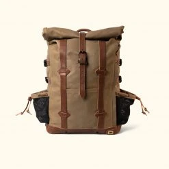Buffalo Jackson Trading Co. Leather Travel Bags Waxed Canvas Rolltop Backpack | Dakota Collection | Field Khaki
