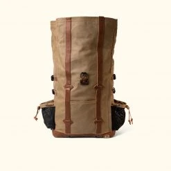 Buffalo Jackson Trading Co. Leather Travel Bags Waxed Canvas Rolltop Backpack | Dakota Collection | Field Khaki