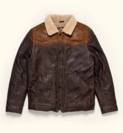 Buffalo Jackson Trading Co. Jackson Leather Sherpa Jacket | Tan & Brown Leather Jackets