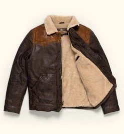 Buffalo Jackson Trading Co. Jackson Leather Sherpa Jacket | Tan & Brown Leather Jackets