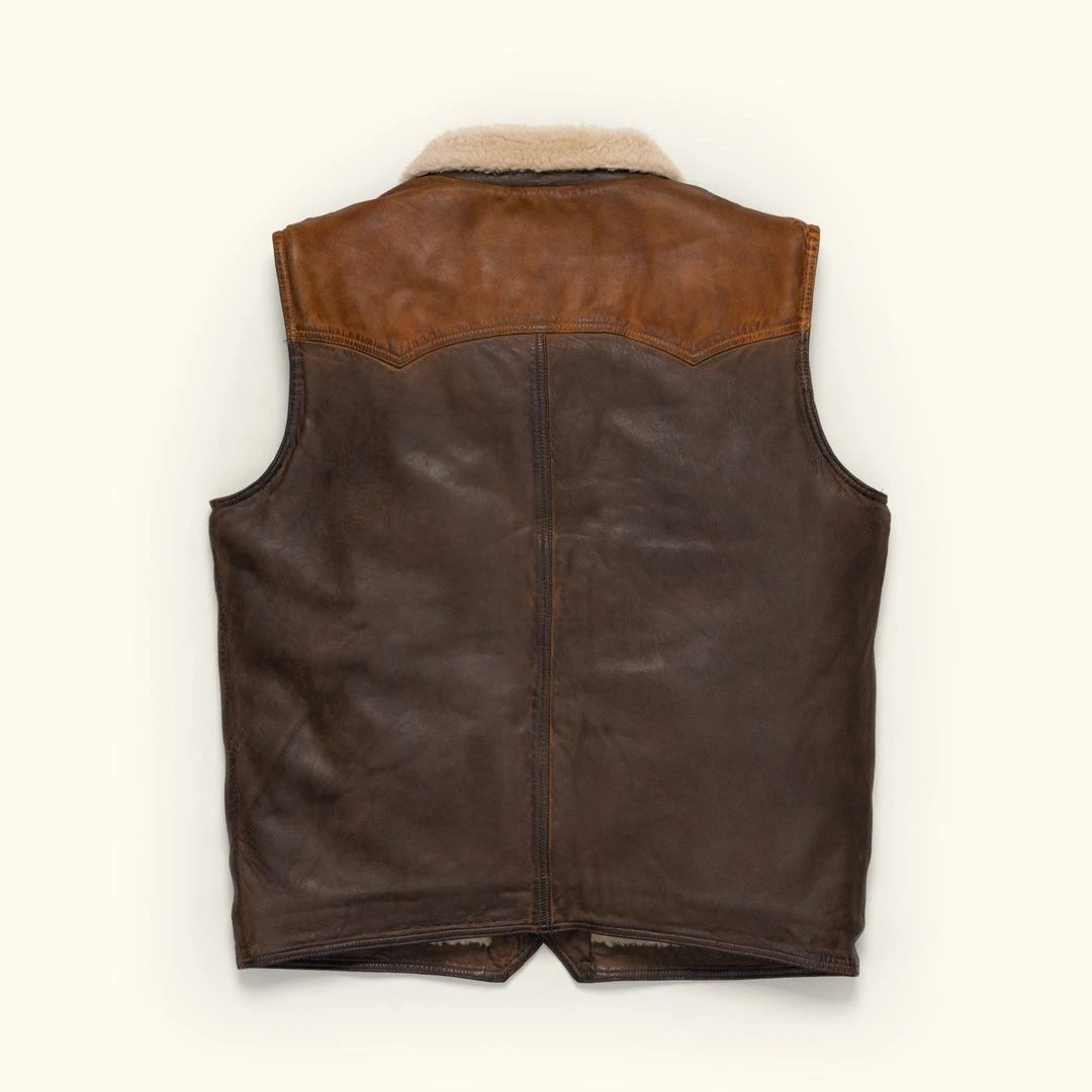 Buffalo Jackson Trading Co. Leather Jackets Jackson Leather Sherpa Vest | Tan & Brown 6 Buffalo Jackson Trading Co. Leather Jackets Jackson Leather Sherpa Vest | Tan & Brown