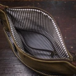 Buffalo Jackson Trading Co. Madison Waxed Canvas Crossbody Foldover Clutch | Khaki W/ Dark Hazelnut Leather