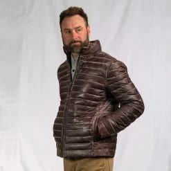 Buffalo Jackson Trading Co. Leather Jackets Bridger Leather Down Jacket | Dark Brown