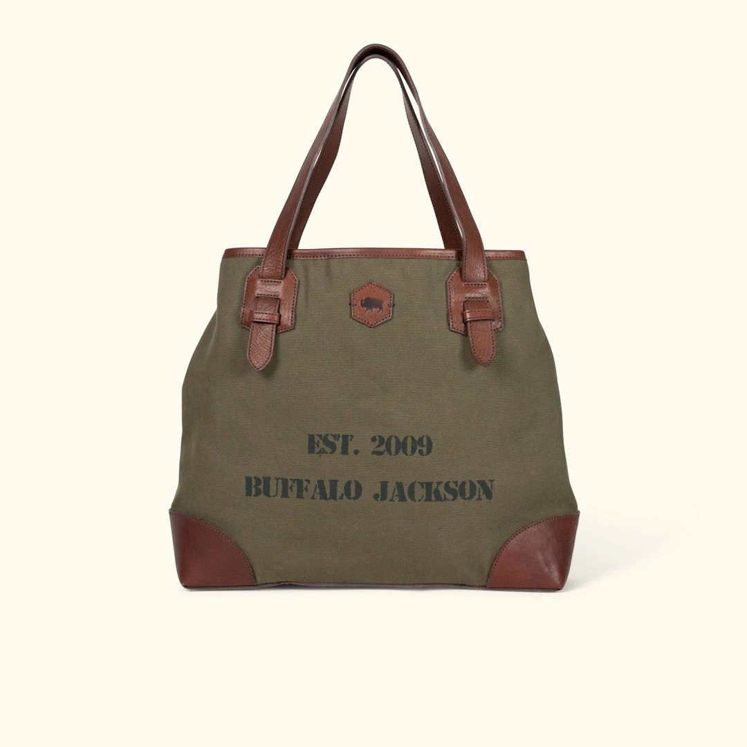 Buffalo Jackson Trading Co. Limited Edition 10-Year Tote Bag | Olive 3 Buffalo Jackson Trading Co. Limited Edition 10-Year Tote Bag | Olive