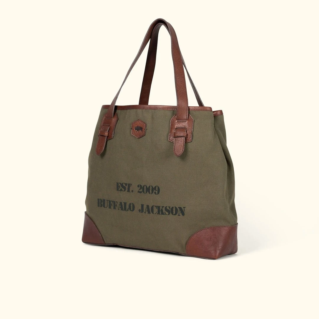 Buffalo Jackson Trading Co. Limited Edition 10-Year Tote Bag | Olive 4 Buffalo Jackson Trading Co. Limited Edition 10-Year Tote Bag | Olive
