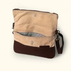 Buffalo Jackson Trading Co. Madison Waxed Canvas Crossbody Foldover Clutch | Cotton Summer W/ Dark Hazelnut Leather