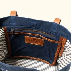 Buffalo Jackson Trading Co. Madison Waxed Canvas Tote Bag | Navy W/ Saddle Tan Leather 20 Buffalo Jackson Trading Co. Madison Waxed Canvas Tote Bag | Navy W/ Saddle Tan Leather