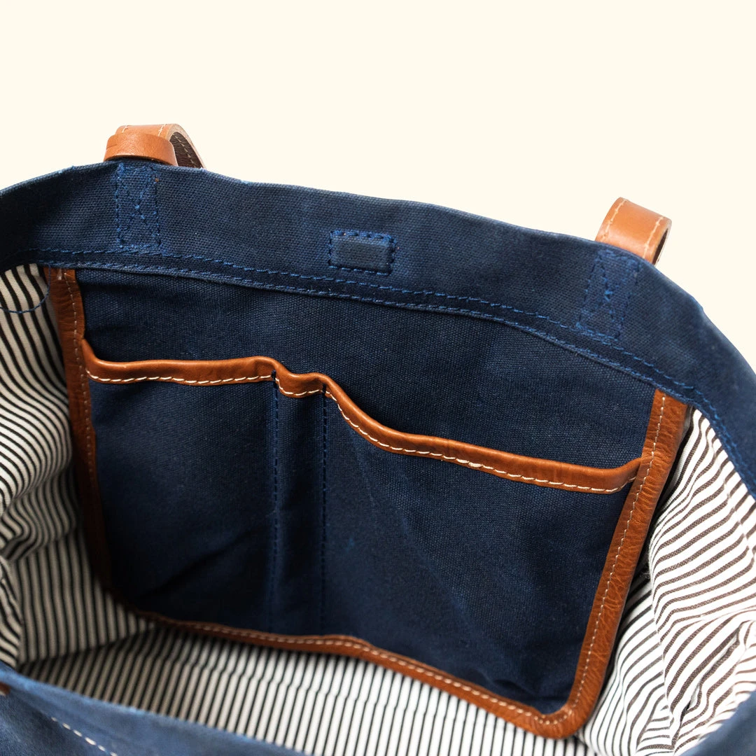 Buffalo Jackson Trading Co. Madison Waxed Canvas Tote Bag | Navy W/ Saddle Tan Leather 10 Buffalo Jackson Trading Co. Madison Waxed Canvas Tote Bag | Navy W/ Saddle Tan Leather