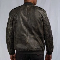 Buffalo Jackson Trading Co. Rebel Bomber Leather Jacket | Distressed Black