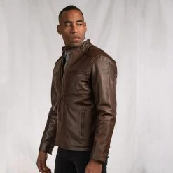 Buffalo Jackson Trading Co. Thompson Leather Moto Jacket | Brown