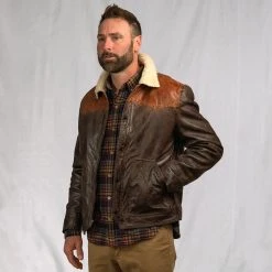 Buffalo Jackson Trading Co. Jackson Leather Sherpa Jacket | Tan & Brown Leather Jackets