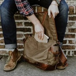 Buffalo Jackson Trading Co. Dakota Waxed Canvas Messenger Bag | Field Khaki W/ Chestnut Brown Leather New 19 Buffalo Jackson Trading Co. Dakota Waxed Canvas Messenger Bag | Field Khaki W/ Chestnut Brown Leather New