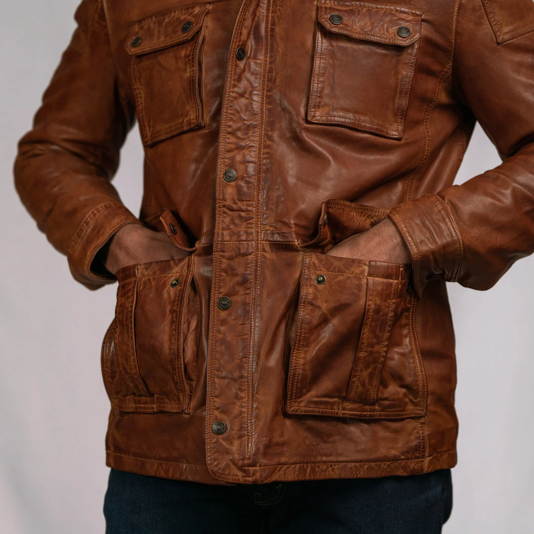 Buffalo Jackson Trading Co. Leather Jackets Theodore Field Leather Jacket | Light Brown 22 Buffalo Jackson Trading Co. Leather Jackets Theodore Field Leather Jacket | Light Brown