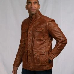 Buffalo Jackson Trading Co. Leather Jackets Theodore Field Leather Jacket | Light Brown 44 Buffalo Jackson Trading Co. Leather Jackets Theodore Field Leather Jacket | Light Brown
