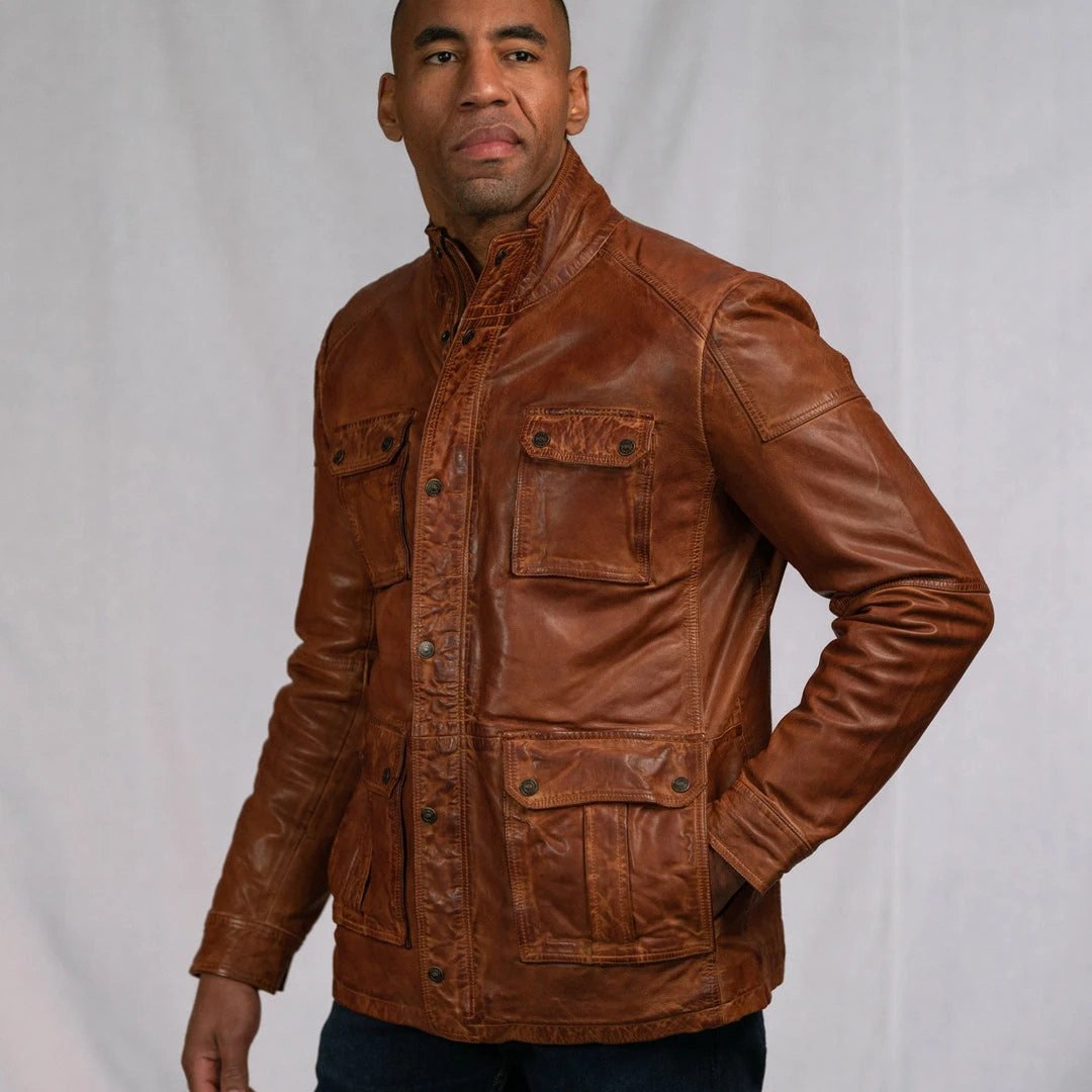 Buffalo Jackson Trading Co. Leather Jackets Theodore Field Leather Jacket | Light Brown 23 Buffalo Jackson Trading Co. Leather Jackets Theodore Field Leather Jacket | Light Brown
