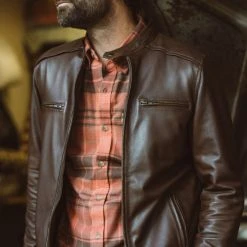 Buffalo Jackson Trading Co. Thompson Leather Moto Jacket | Brown