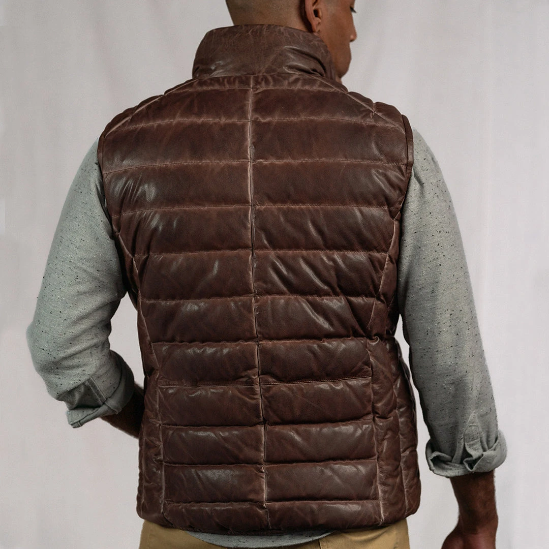 Buffalo Jackson Trading Co. Leather Jackets Bridger Leather Down Vest | Dark Brown 6 Buffalo Jackson Trading Co. Leather Jackets Bridger Leather Down Vest | Dark Brown