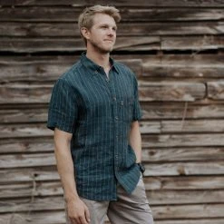 Buffalo Jackson Trading Co. Miller Striped Short Sleeve Shirt | Navy Apparel