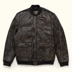 Buffalo Jackson Trading Co. Rebel Bomber Leather Jacket | Distressed Black