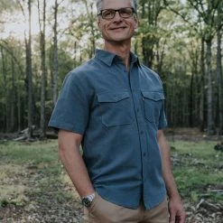 Buffalo Jackson Trading Co. Linen Short Sleeve Shirt | Blue
