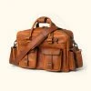 Buffalo Jackson Trading Co. Roosevelt Buffalo Leather Pilot Bag | Amber Brown